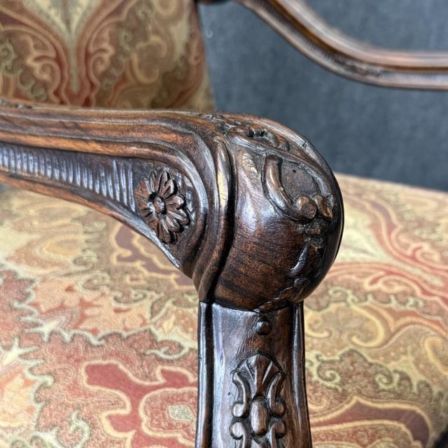 Late 20th Century Traditional High-Back Upholstered Arm Chair For Sale - Image 10 of 10