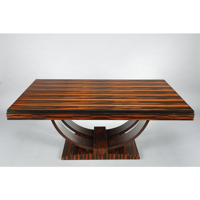 1940s Art Deco Rectangular Dining Table in Macassard Ebony Veneer, 1940s For Sale - Image 5 of 14