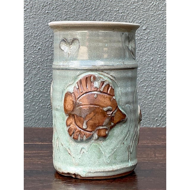 Contemporary Handcrafted Sea Life Motif Ceramic Vase For Sale - Image 3 of 15
