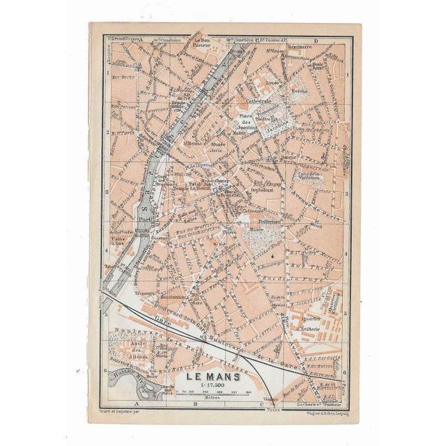 French Antique Map of Le Mans France For Sale - Image 3 of 3
