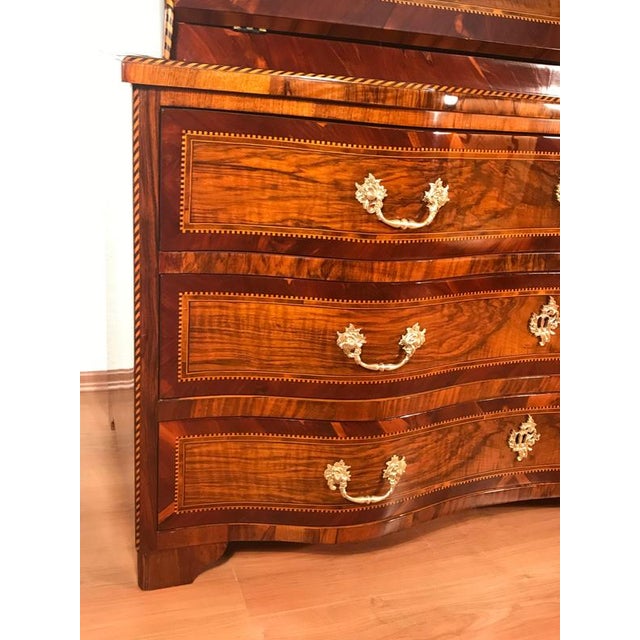 18th Century Baroque Walnut Bureau Cabinet with Figured Veneers For Sale - Image 6 of 11