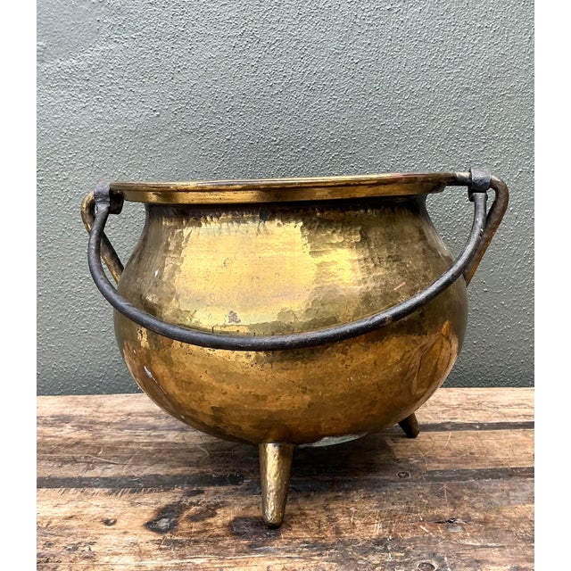Vintage Hammered Brass Cauldron For Sale - Image 4 of 7