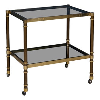 Vintage Italian Brass Framed Drinks Trolley, 1980 For Sale
