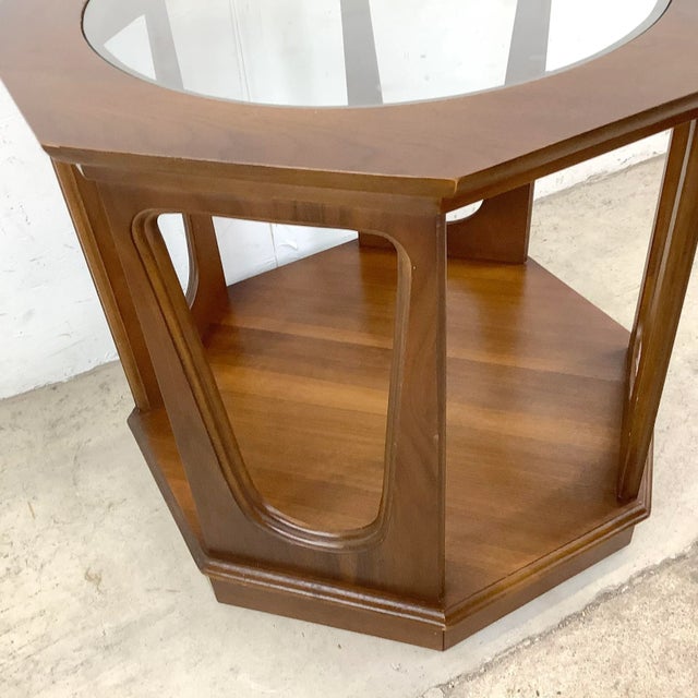 Mid-Century Walnut End Table- Octagonal For Sale - Image 12 of 13