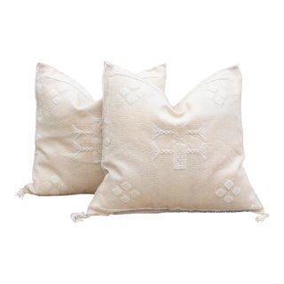 Pair of Large Silk Pearl Plaster Pillows For Sale
