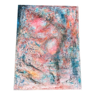 “Blue Coral” Contemporary Abstract Textured Painting on Canvas by Lynne Ancien For Sale