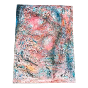 “Blue Coral” Contemporary Abstract Textured Painting on Canvas by Lynne Ancien