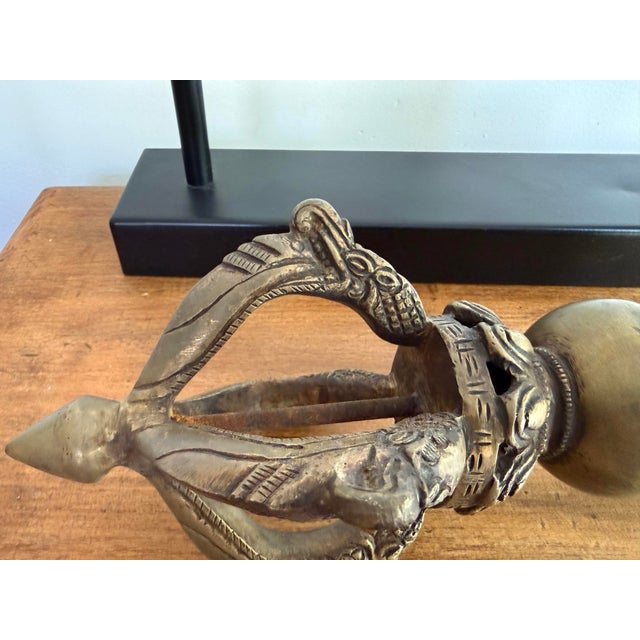 20th Century Chinese Tibetan Buddhist Gilt Bronze Vajra Dorje on Stand For Sale - Image 4 of 9