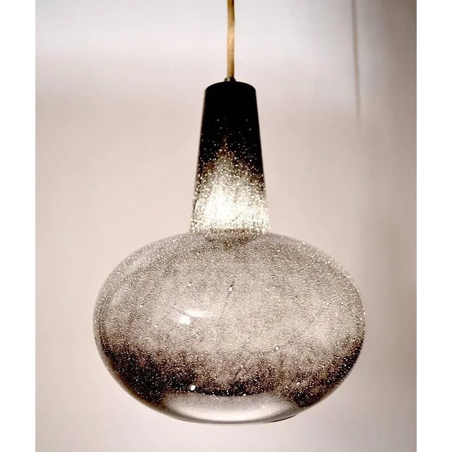 Mid 20th Century Colored Glass Pendant by Prescolite Black For Sale - Image 5 of 7