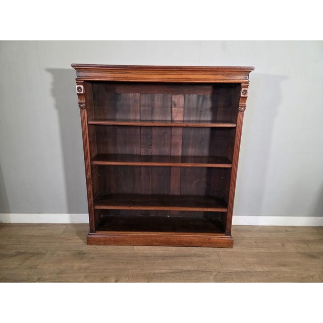 Wood Antique Victorian Adjustable Openshelf Bookcase in Walnut, 1890s For Sale - Image 7 of 7