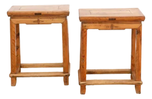 Pair of Antique Chinese Rectangular Stools