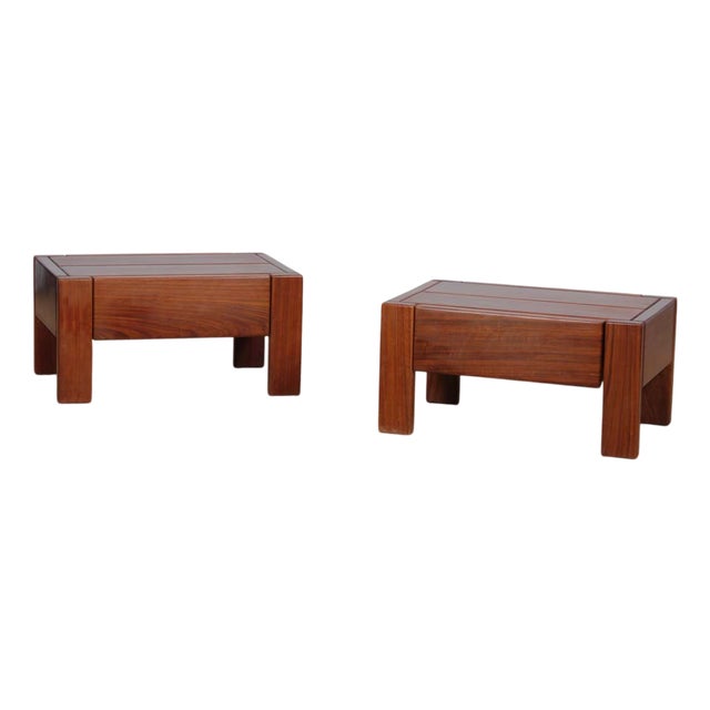 Elm Bedside Tables from Maison Regain, 1970, Set of 2 For Sale