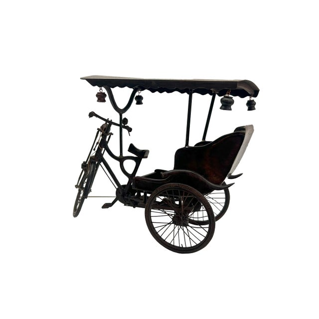Chinese Chinese Rosewood Handmade Miniature Cycle Rickshaw Display Decor Art For Sale - Image 3 of 11
