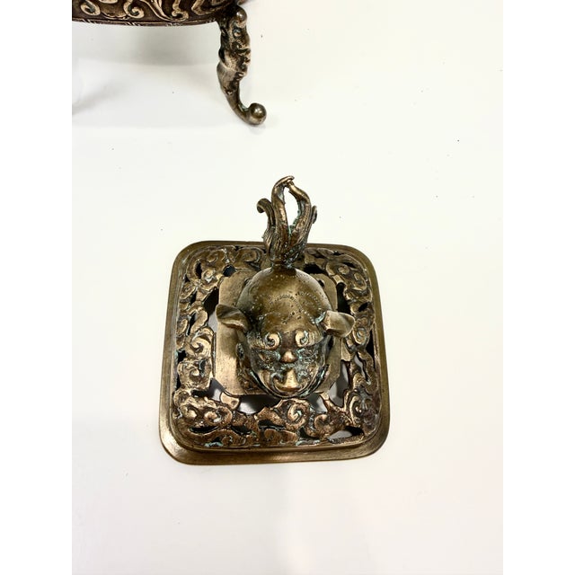 Metal Vintage Bronze Incense Burner For Sale - Image 7 of 13