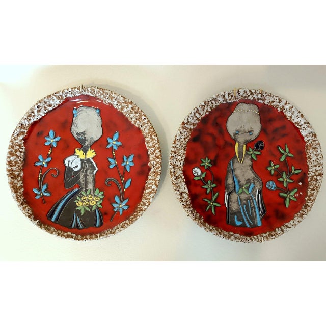Mid-Century Fat Lava Decorative Plates, San Marino, 1960s, Set of 2 For Sale - Image 9 of 9