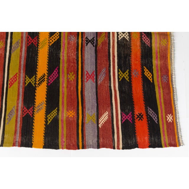 Turkish 1950s Handwoven Striped Tribal Rug With Small Geometric Motifs For Sale - Image 3 of 10
