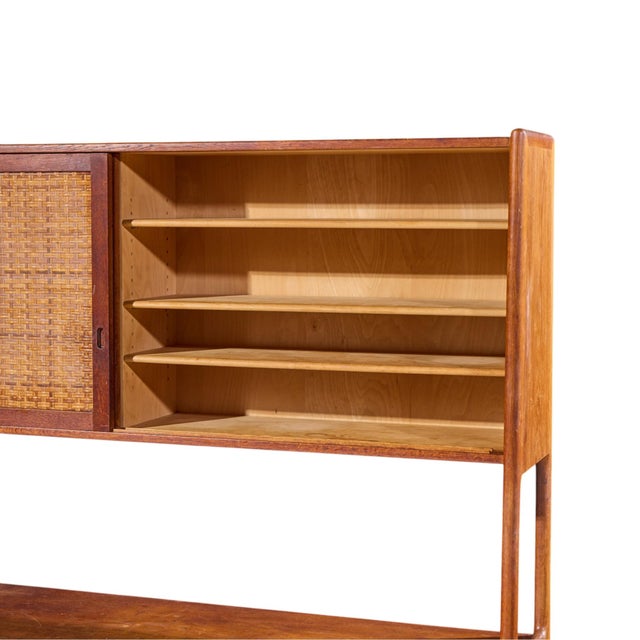 Hans Wegner for Ry Møbler Ry-20 Mid Century Danish Teak and Rattan Highboard Credenza With Hutch For Sale In Chicago - Image 6 of 12