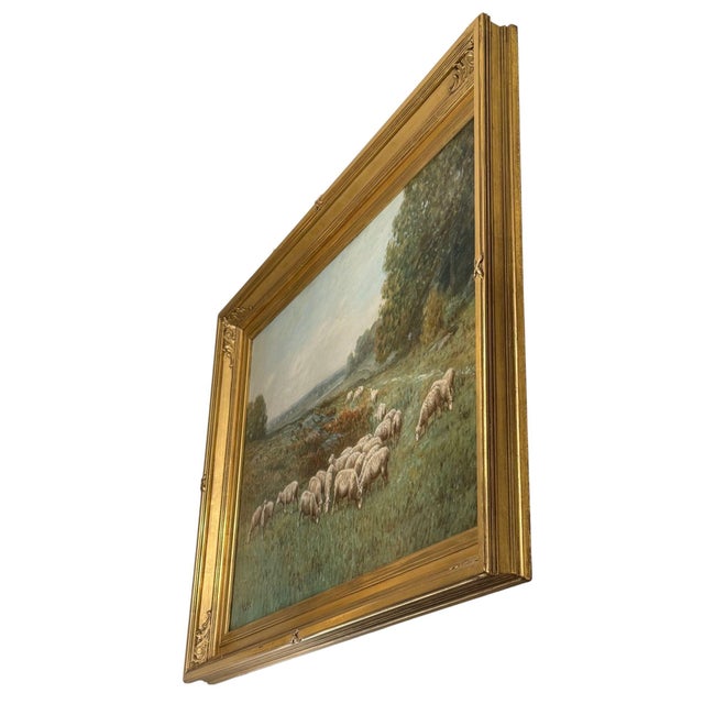 G. A. Hays American Sheep Pasture Landscape Oil Painting, Circa 1900. For Sale - Image 9 of 13