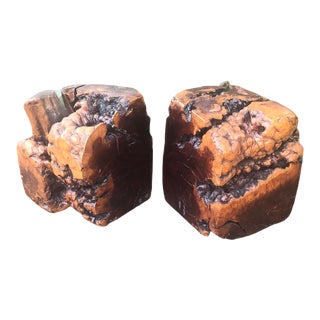 Mid 20th Century Organic Mid-Century Modern Burl Wood Bookends - a Pair For Sale