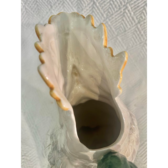 White 1991 Fitz and Floyd Sulfur Crested Cockatoo Palm Beach Majolica Style Pitcher For Sale - Image 8 of 12