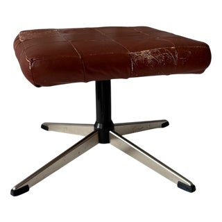 Vintage Danish Leather Patchwork Ottoman, 1970s For Sale