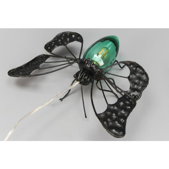 Mid-Century Modern Metal and Green Murano Glass Wall Lamp Butterfly, Italy, 1960s For Sale - Image 13 of 18