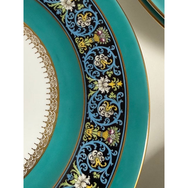 Teal Circa 1980's Bavarian Porcelain Dinner Plates, Set of Twelve For Sale - Image 8 of 13