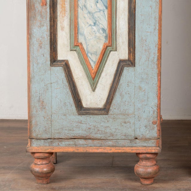 Late 18th Century Original Painted Pair of Swedish Baroque Narrow Cabinets For Sale - Image 14 of 15