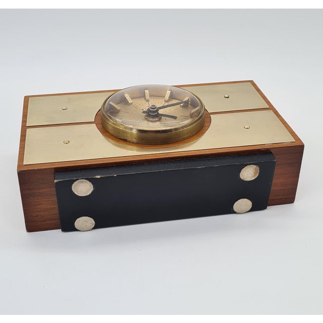 Wood Modernist Table Clock from Weimar Quartz, Germany, 1970s For Sale - Image 7 of 14