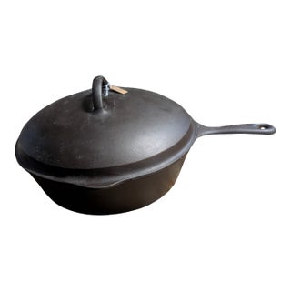 Mid 20th Century Wagner Cast Iron #10 Chicken Fryer Deep Skillet With Self-Basting Lid, For Sale