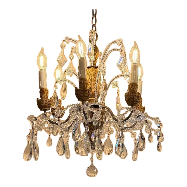 Eloquence Petite Genovese Six-Light Chandelier, Aged Gold For Sale