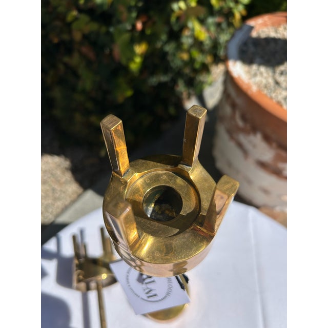 Vintage Mid-Century Brass Candlestick Trio For Sale - Image 9 of 15