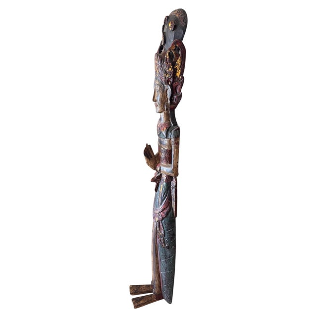 Antique Indonesian Rice Goddess Dewi Sri- Handcarved & Handpainted For Sale - Image 10 of 11