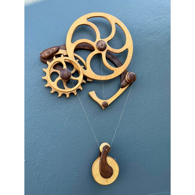 Wood Vintage Hand Made Kinetic Wood Wall Sculpture For Sale - Image 7 of 12