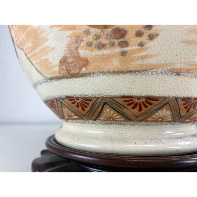 Vintage Hand Painted Large Satsuma Table Lamps. For Sale - Image 9 of 10
