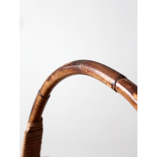 Vintage Woven Gathering Basket With Bamboo Handle For Sale - Image 9 of 13