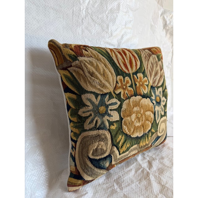 16th Century Brussels Floral Tapestry Pillow For Sale - Image 4 of 7