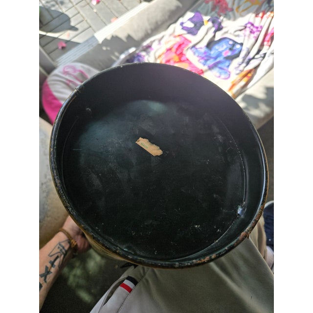 1960s Mid Century Italian Black Tole Painted and Decoupage Umbrella Stand Manner of Fornasetti For Sale In Miami - Image 6 of 7