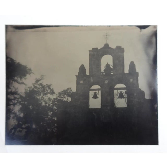 Contemporary photograph on tin of Mission Espada, San Antonio Texas. Unsigned. Unframed, good condition.