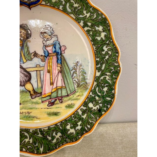 19th Century French Porquier Beau Quimper Plate For Sale - Image 4 of 10