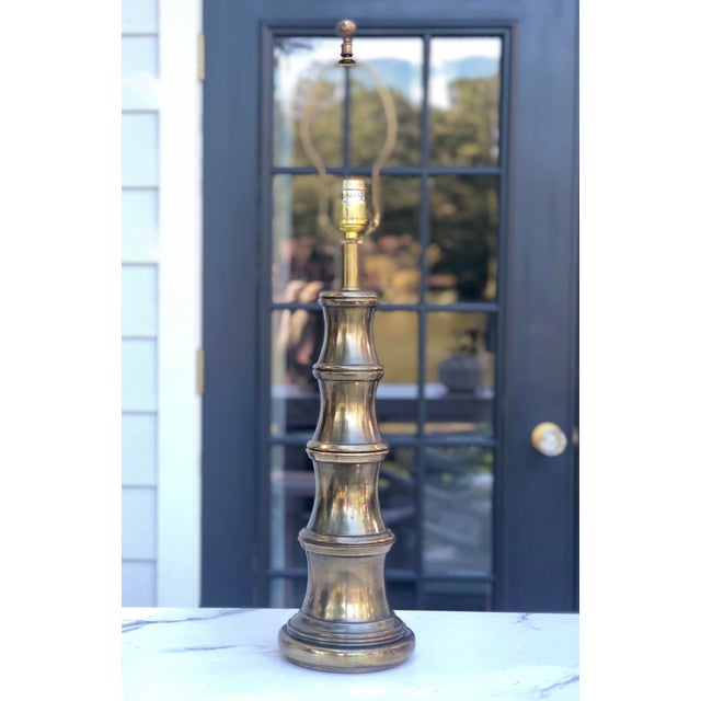Iconic Stiffel heavy brass table lamp with a lovely profile in coveted faux bamboo design. Made in the USA, every Stiffel...