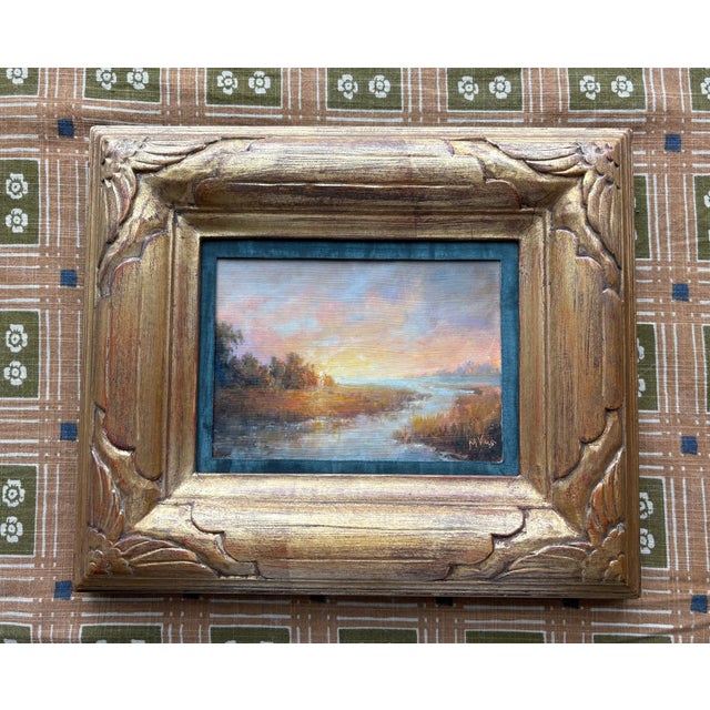 2020s 2026 After Turner Sunset Over Water, Mary Veiga No.2, in Hand-Crafted Gold Custom Frame For Sale - Image 5 of 11