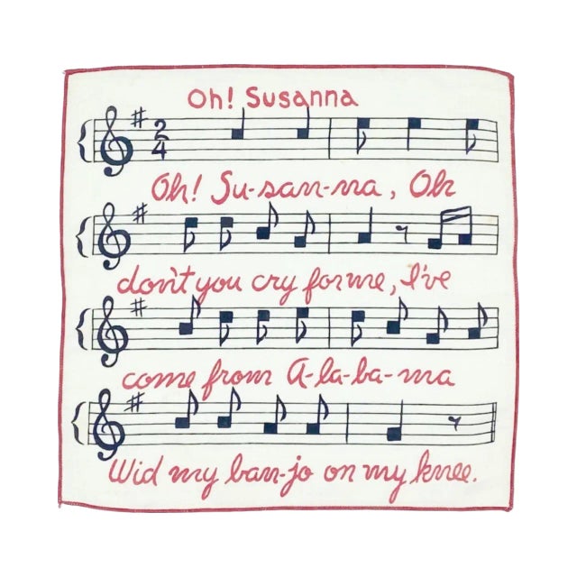 White Vintage Falflax Musical Song Song Linen Cocktail Napkins- Set of 3 For Sale - Image 8 of 12