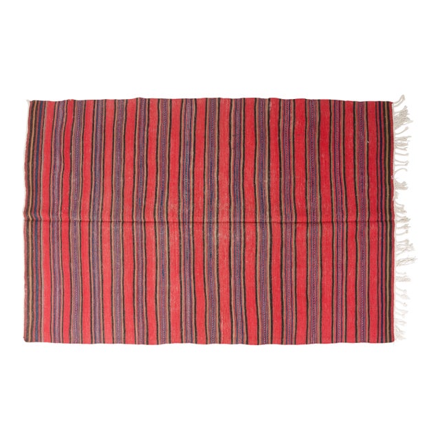 1960s Anatolian Oushak Stripe Kilim Rug For Sale