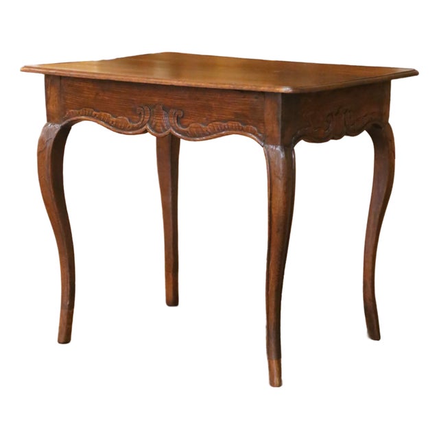 19th Century French Louis XV Carved Oak Side Table For Sale