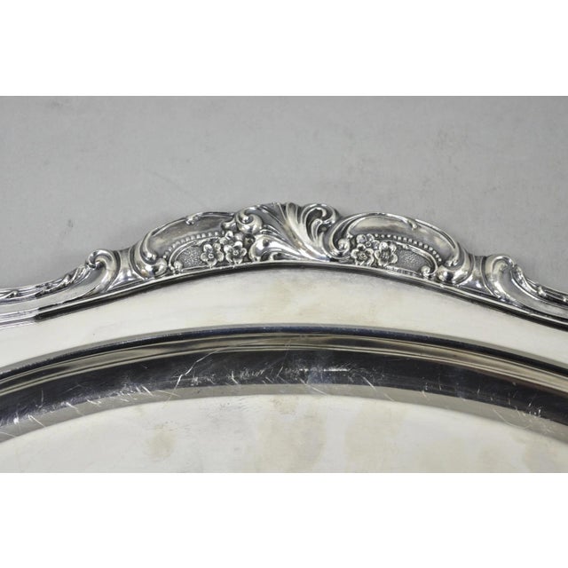 Vintage Baroque by Wallace 258 Victorian Silver Plated Oval Serving Platter Tray For Sale - Image 4 of 12