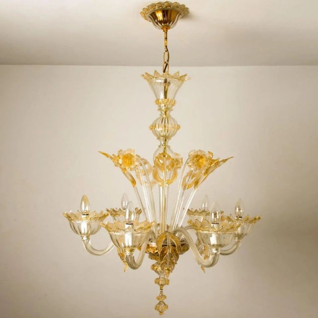 Large Venetian Chandelier in Gilded Murano Glass from Barovier, 1950s For Sale - Image 3 of 18