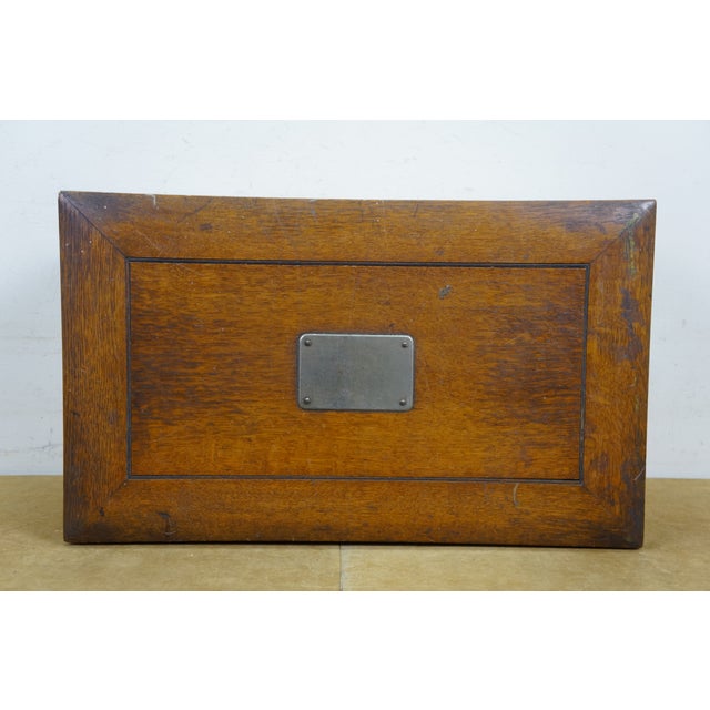 Large Antique Victorian Quartersawn Oak Tin Lined Cigar Humidor Storage Box Chest 21" For Sale - Image 6 of 18