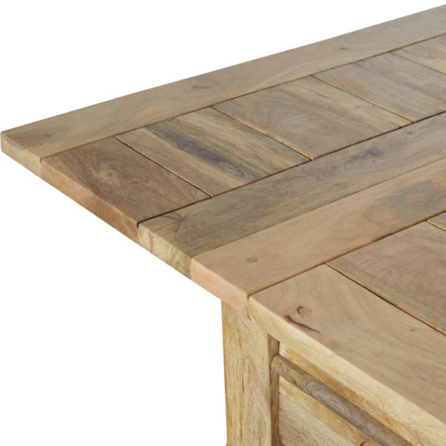 Wood Solid Oak-Finish Mango Wood Dining Table For Sale - Image 7 of 8
