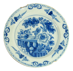 Large Dutch Delftware Blue and White Plate, 1700s